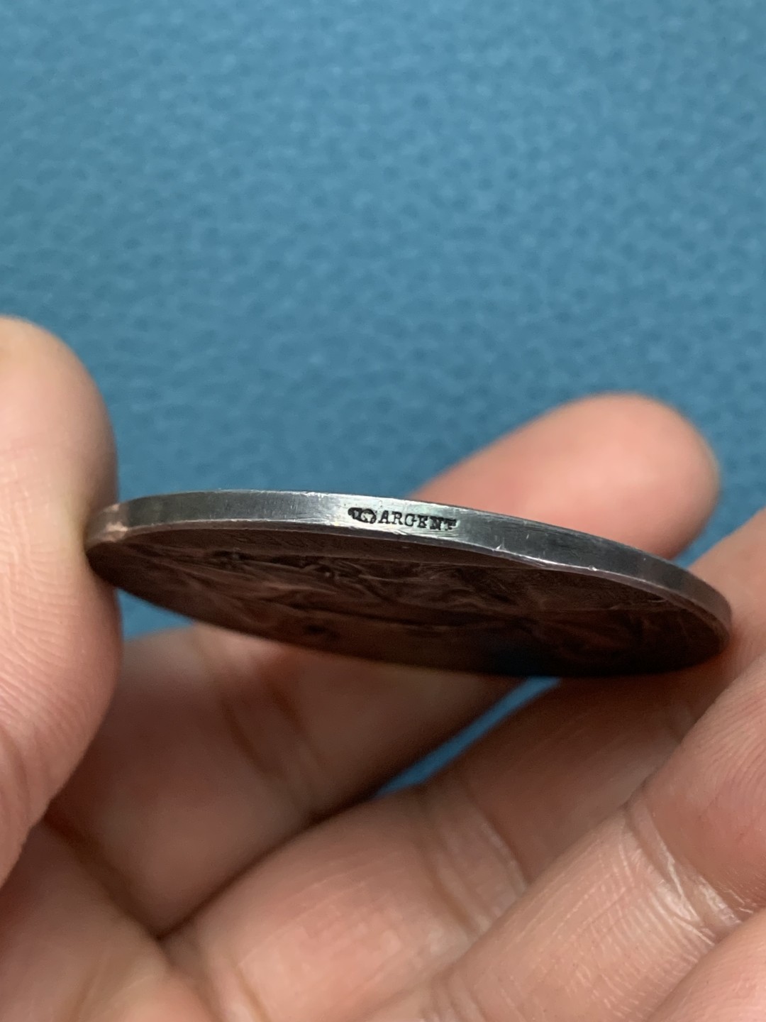 《竞宝斋》第157场-法国八角与章 专场！周日，周一，周四 3场 (全场包邮) 法国结婚纪念银章，31.72g，41.5mm，丰饶角边铭，有轻磕，罗蒂名誉品婚章