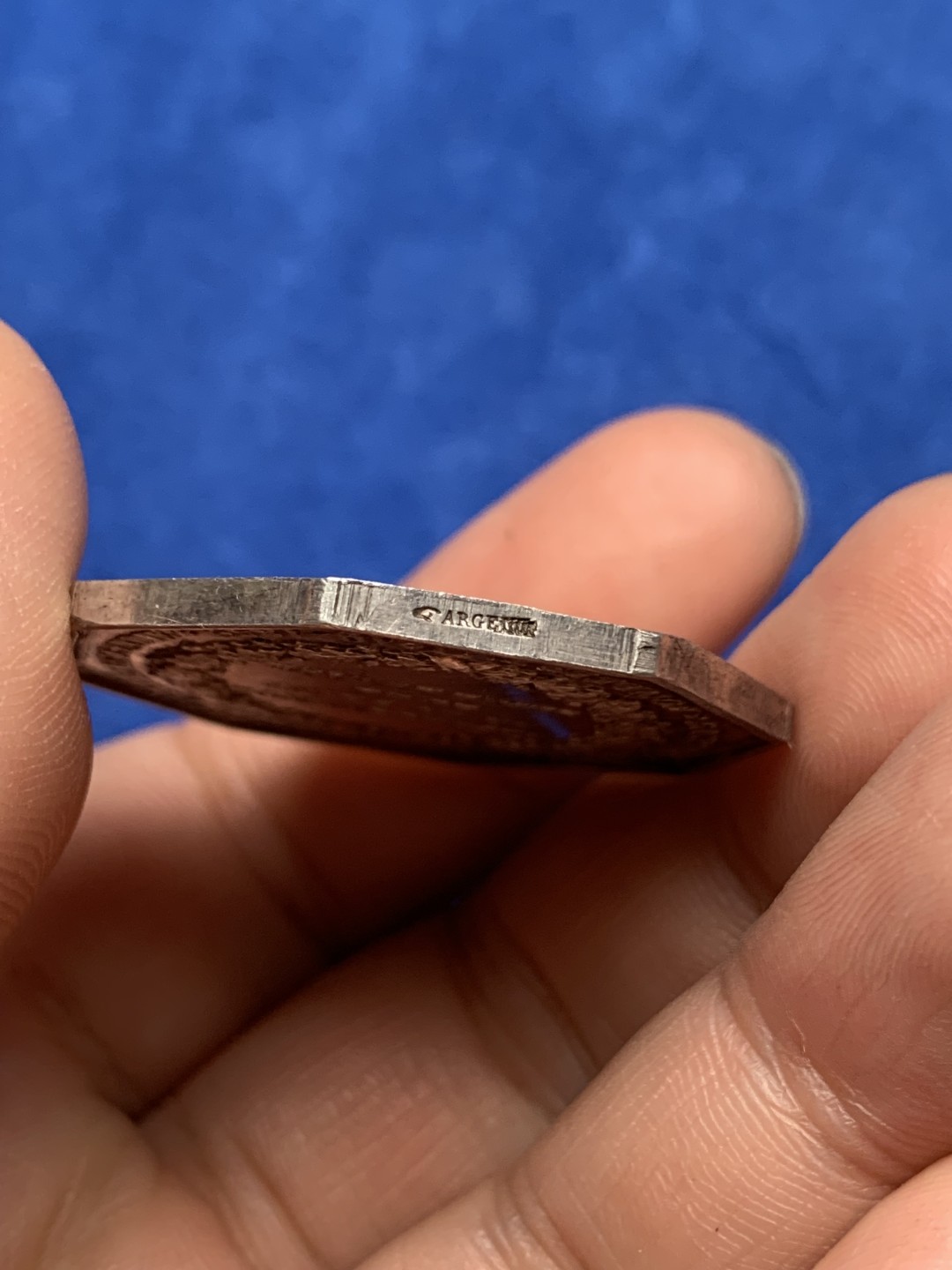 《竞宝斋》第157场-法国八角与章 专场！周日，周一，周四 3场 (全场包邮) 法国八角银质代币，塞纳河火灾互助保险，20.88g，36.5mm，手指边铭，高浮雕