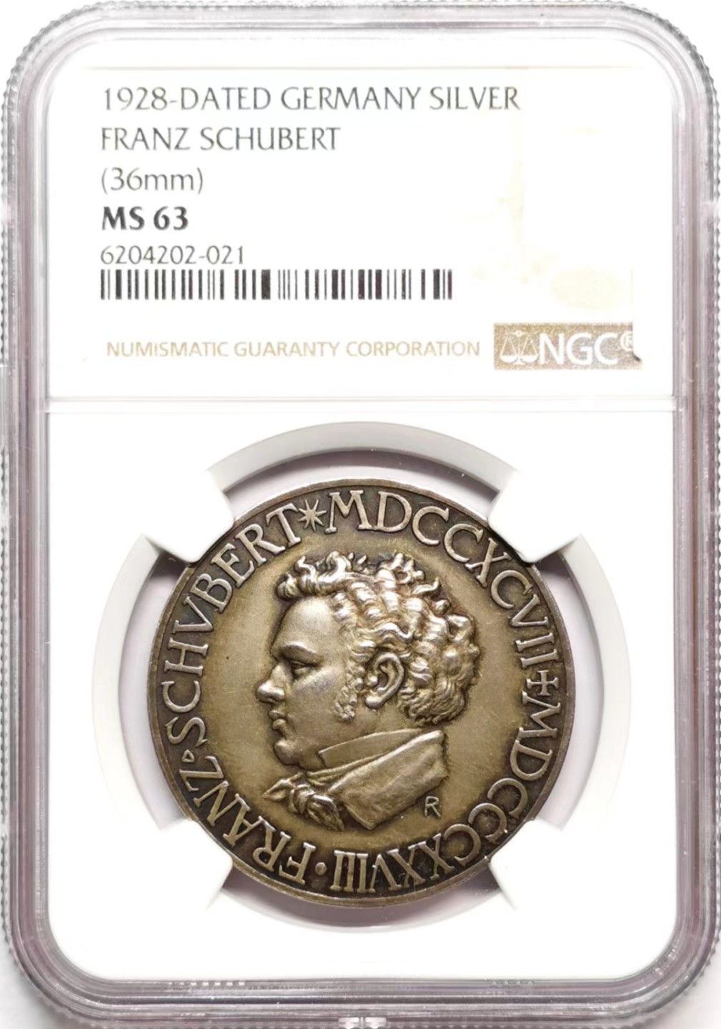 凡希社世界钱币微拍第二百三十六期 1928德国舒伯特纪念银章NGC-MS63