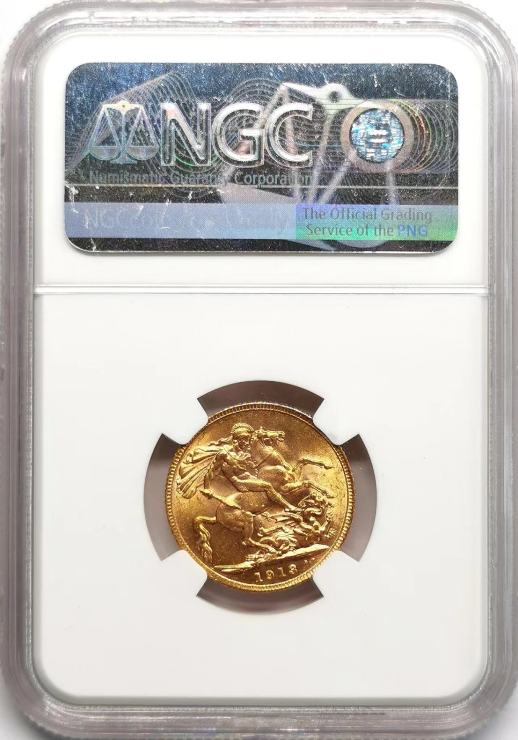 凡希社世界钱币微拍第二百三十六期 1913英国乔五马剑索维林金币NGC-MS63