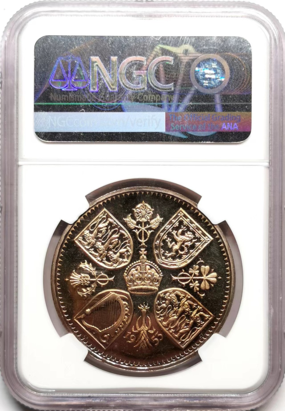 凡希社世界钱币微拍第二百三十六期 1953英国伊丽莎白加冕纪念克朗精铸NGC-PF65CAMEO