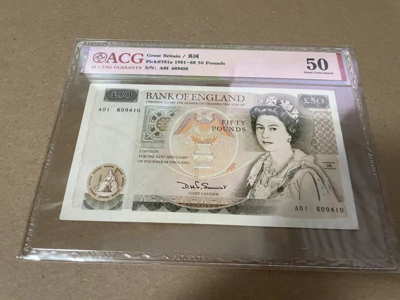 【Blue Auction】✨世界纸币精拍第316期——周日畅拍场 【A01】英国 D序列 1981-88年50镑 ACG50