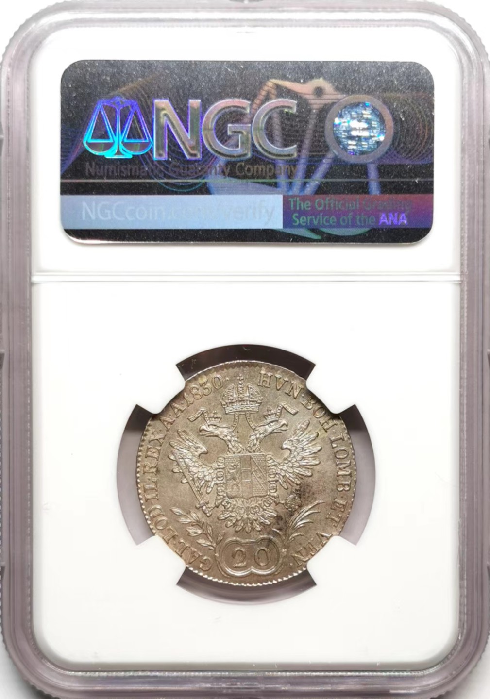 凡希社世界钱币微拍第二百三十六期 1830奥地利帝国20K银辅币NGC-MS62