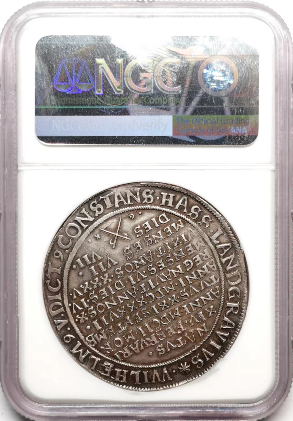 凡希社世界钱币微拍第二百三十六期 1637黑森-卡塞尔威廉五世龙驭上宾纪念大型泰勒NGC-AUD实物极佳！