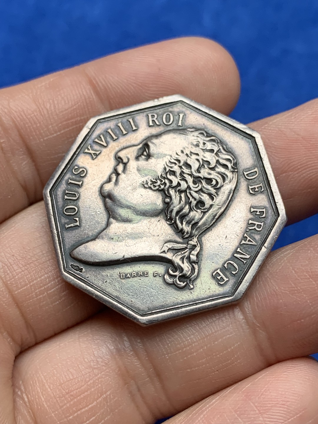 《竞宝斋》第157场-法国八角与章 专场！周日，周一，周四 3场 (全场包邮) 法国八角银质代币，火灾保险公司，21.45g，34.6mm，无边铭，后铸大版