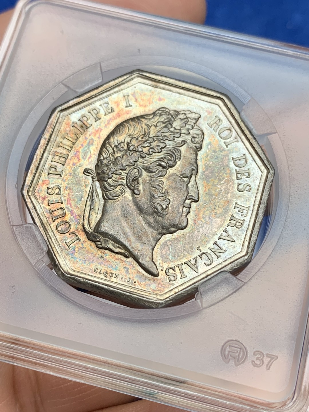 《竞宝斋》第157场-法国八角与章 专场！周日，周一，周四 3场 (全场包邮) 法国八角银质代币，凤凰火灾保险，菲利普一世，22.51g，36mm，油灯边铭