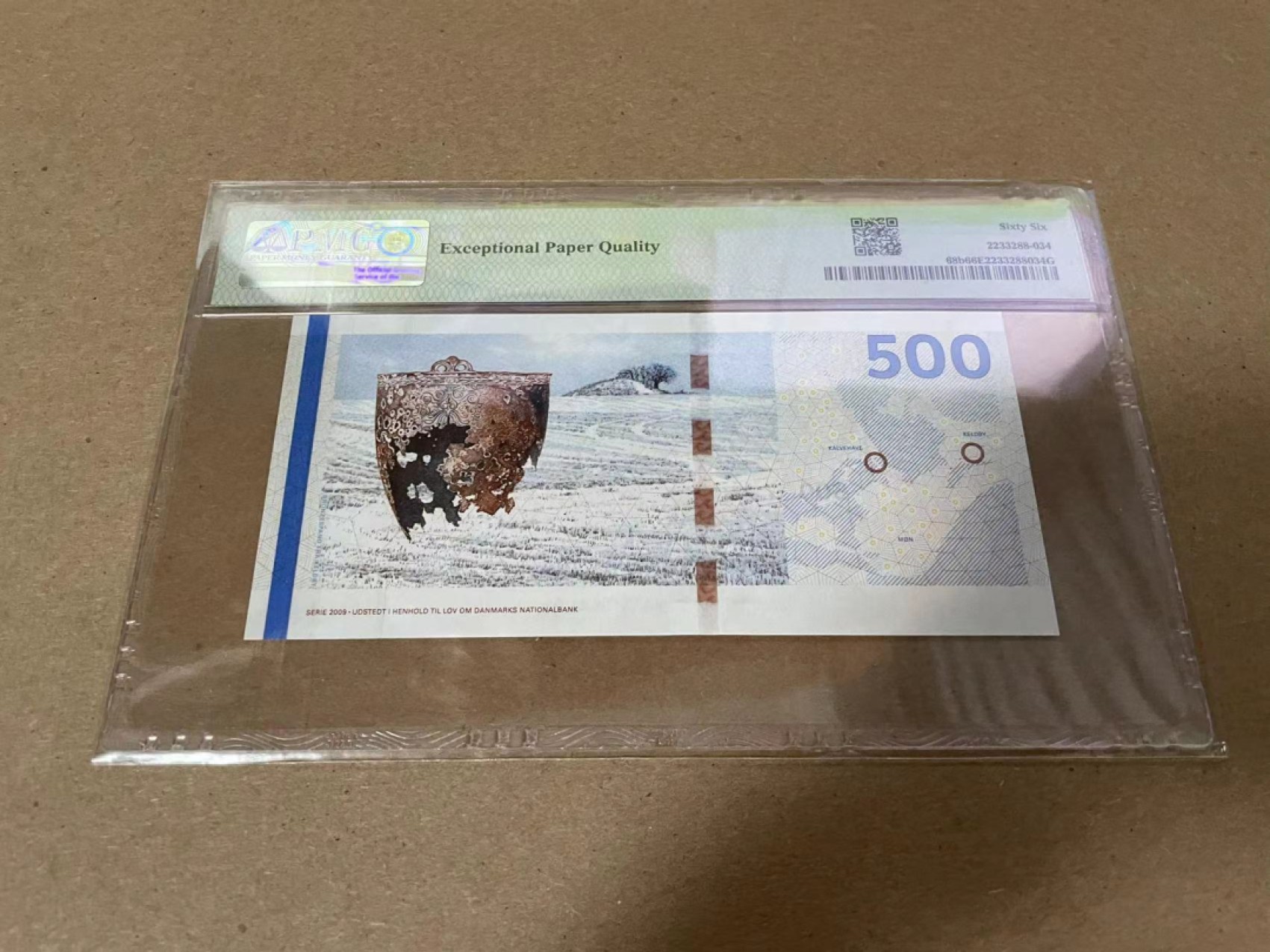 【Blue Auction】✨世界纸币精拍第316期——周日畅拍场 【A0 34小号】丹麦 2011年500克朗 PMG66EPQ 