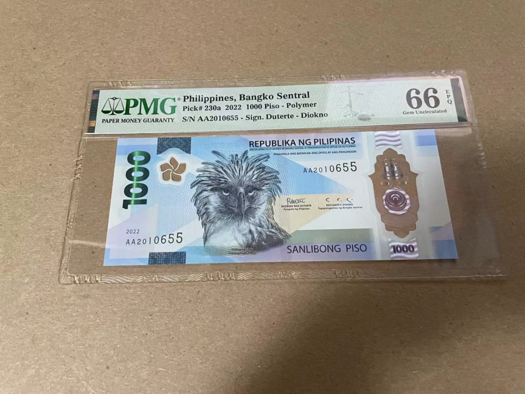 【Blue Auction】✨世界纸币精拍第316期——周日畅拍场 【2022最佳纸币 AA冠无47】菲律宾 2022年1000比索 PMG66EPQ 菲律宾雕