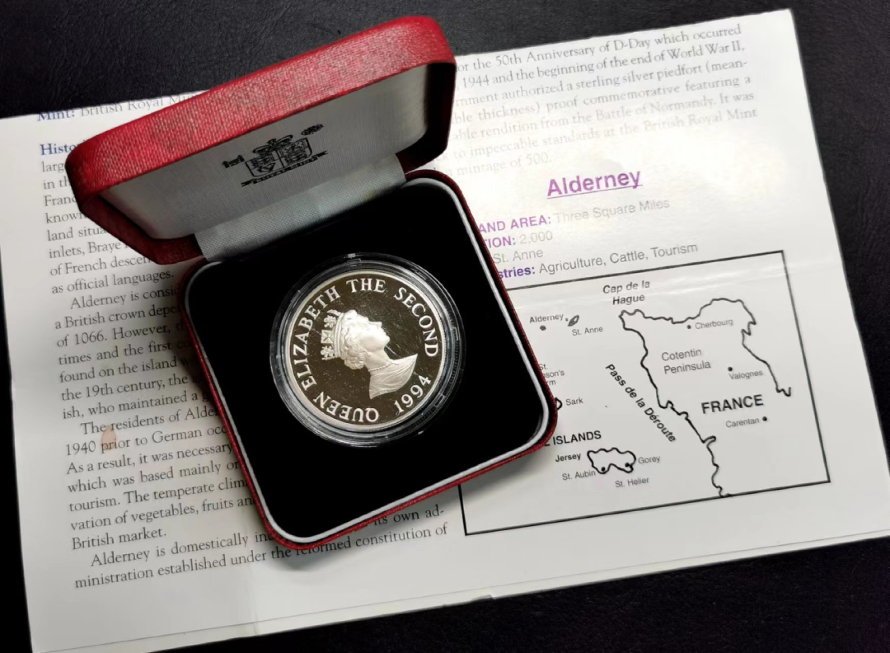 凡希社世界钱币微拍第二百三十六期 1994奥尔德尼D-DAY2镑纪念大银原盒全品！
