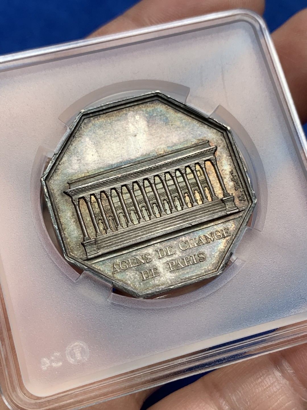 《竞宝斋》第157场-法国八角与章 专场！周日，周一，周四 3场 (全场包邮) 法国八角银质代币，巴黎证交所，16.29g，33.3mm，早期无边铭