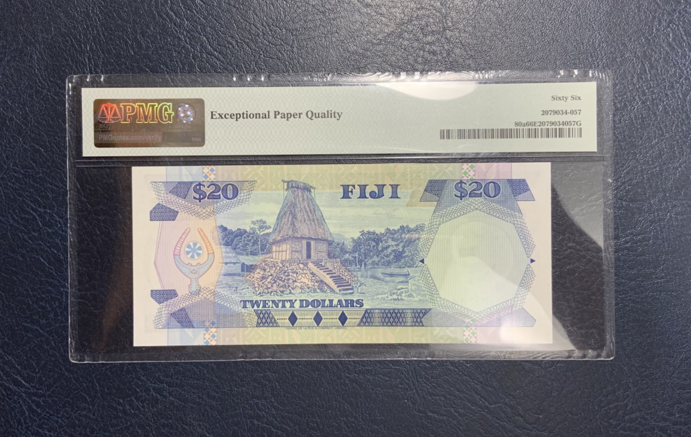 收藏联盟Quantum Auction 第253期拍卖  斐济1980年20元 PMG66 初版 最高面值的稀少