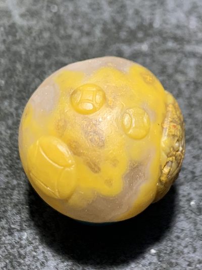 精美冰飘亚光草花纹战国红玛瑙手工巧色巧雕富贵有余随形珠一个 - 精美冰飘亚光草花纹战国红玛瑙手工巧色巧雕富贵有余随形珠一个