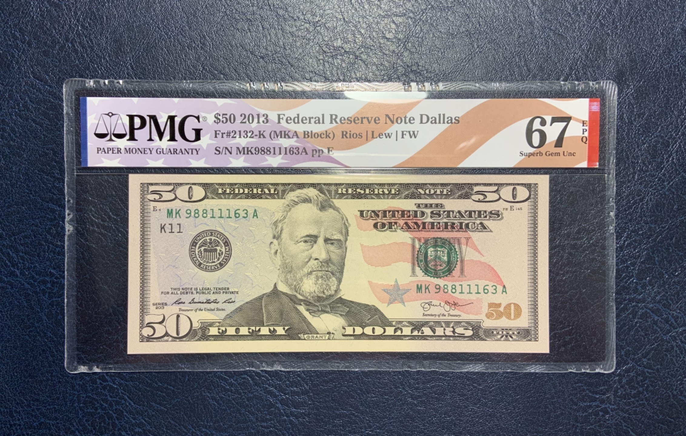 收藏联盟Quantum Auction 第253期拍卖  美国2013年联邦储备券50元 PMG67