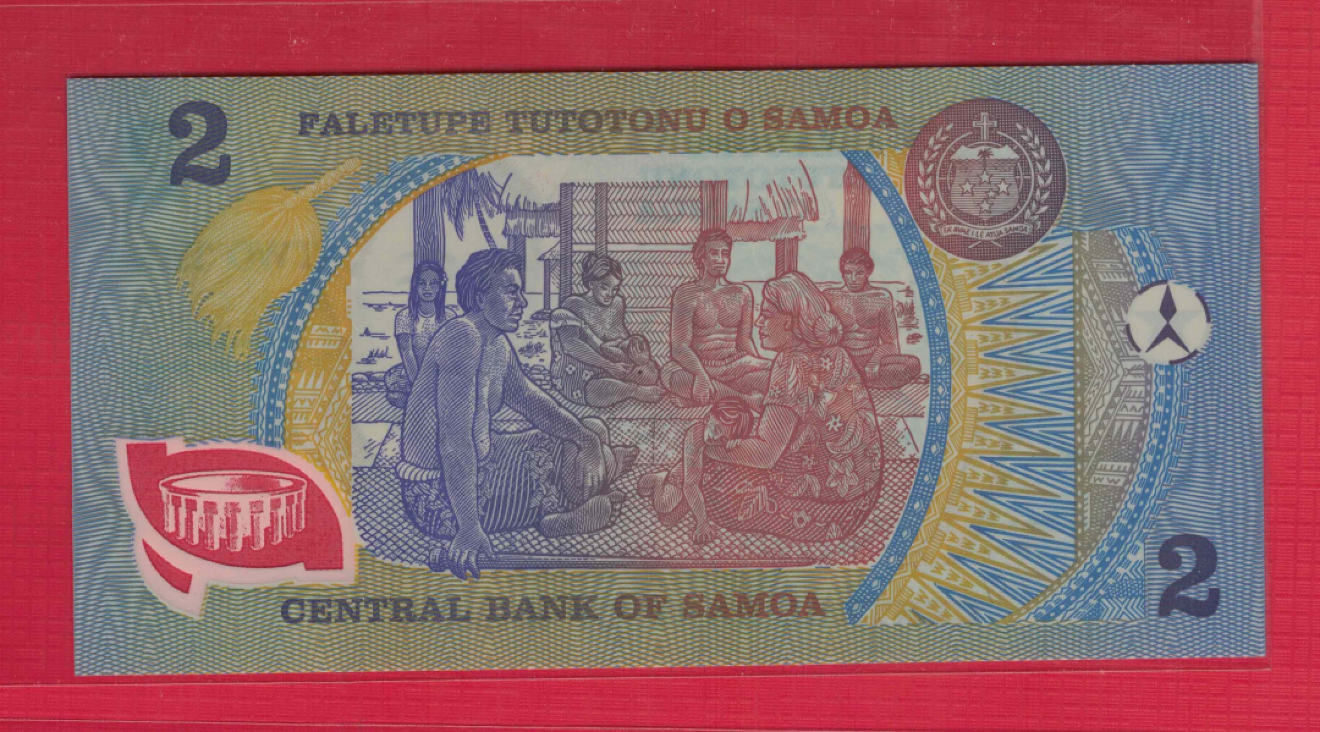 萨摩亚2塔拉 1990年 AAA冠 塑料纪念钞 大洋洲 实物图 UNC