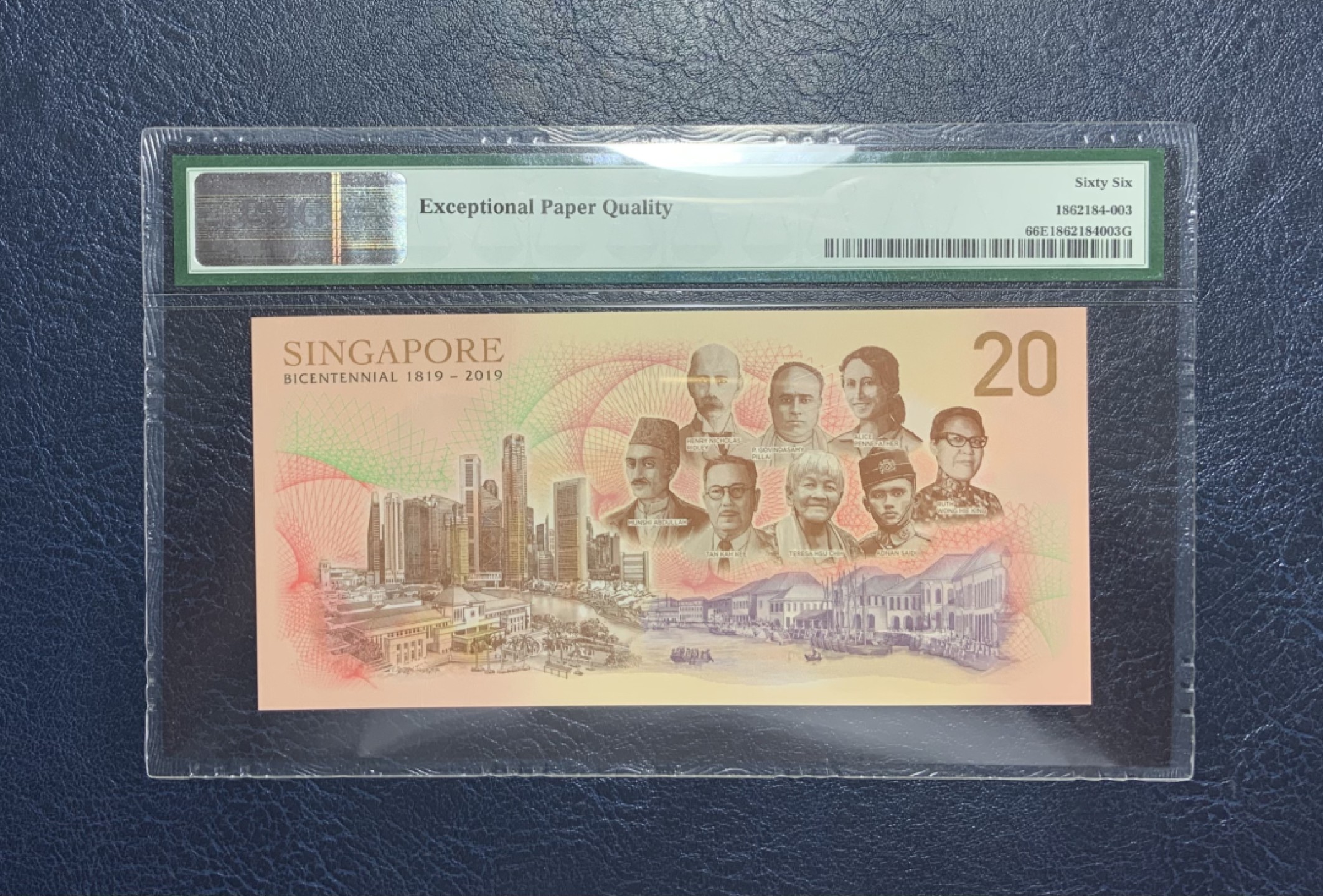 收藏联盟Quantum Auction 第253期拍卖  新加坡2019年20元开埠200周年纪念钞 PMG66