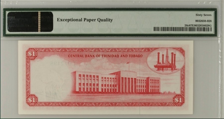 收藏联盟Quantum Auction 第253期拍卖  特立尼达和多巴哥1964年1元 PMG67 