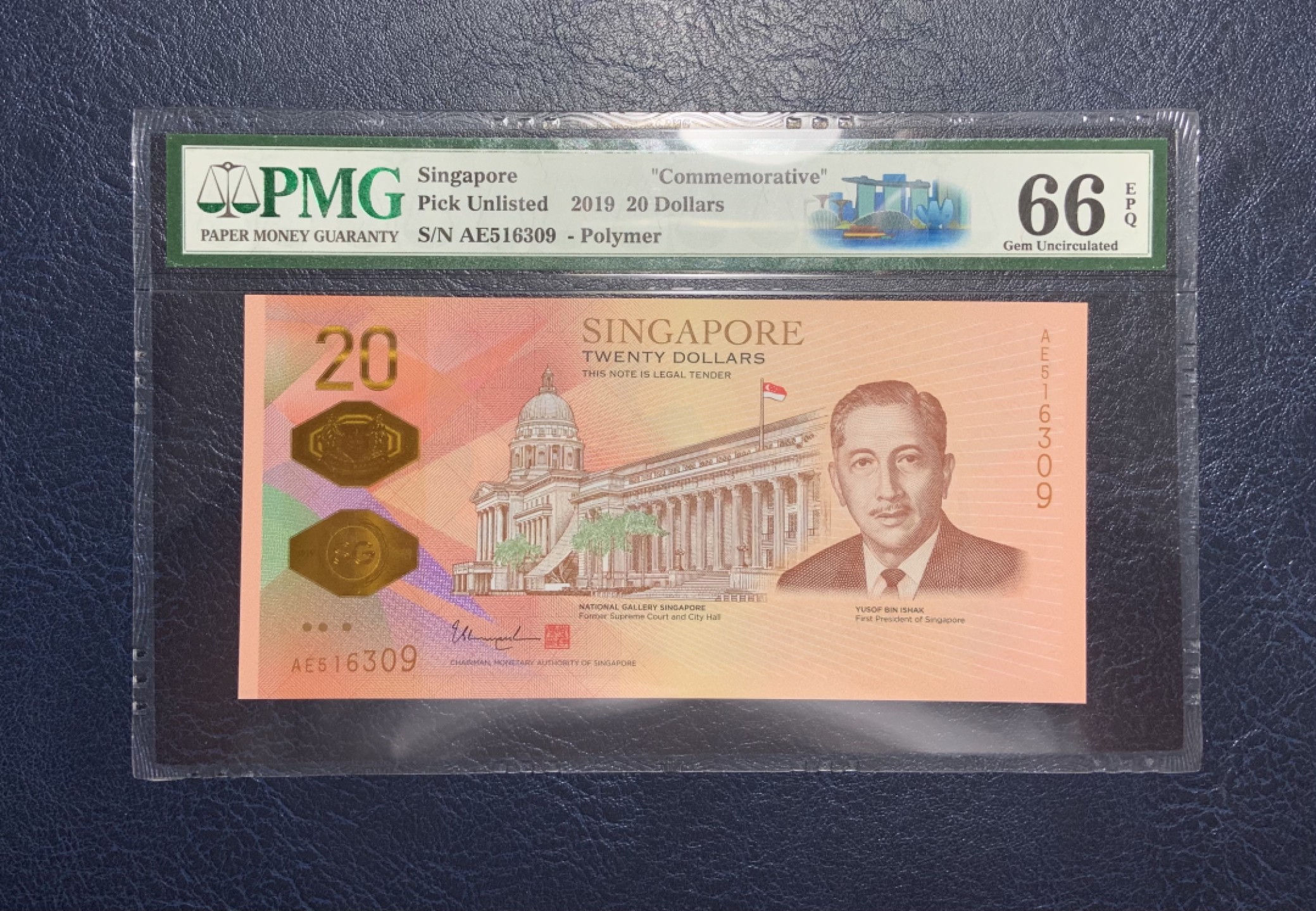 收藏联盟Quantum Auction 第253期拍卖  新加坡2019年20元开埠200周年纪念钞 PMG66