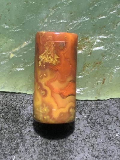 草花纹战国红玛瑙直桶桶珠一颗！ - 草花纹战国红玛瑙直桶桶珠一颗！