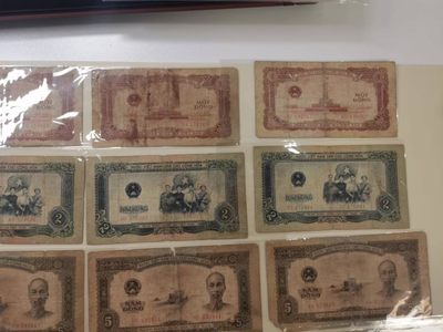 238.【鲸贝乐淘★两拍包邮】三字经·第“亲师友，习礼仪”号拍卖 【中国代印★越南🇻🇳】1958年1.2.5.10盾，3套一起，5盾海鸥水印，流通品相如图所示