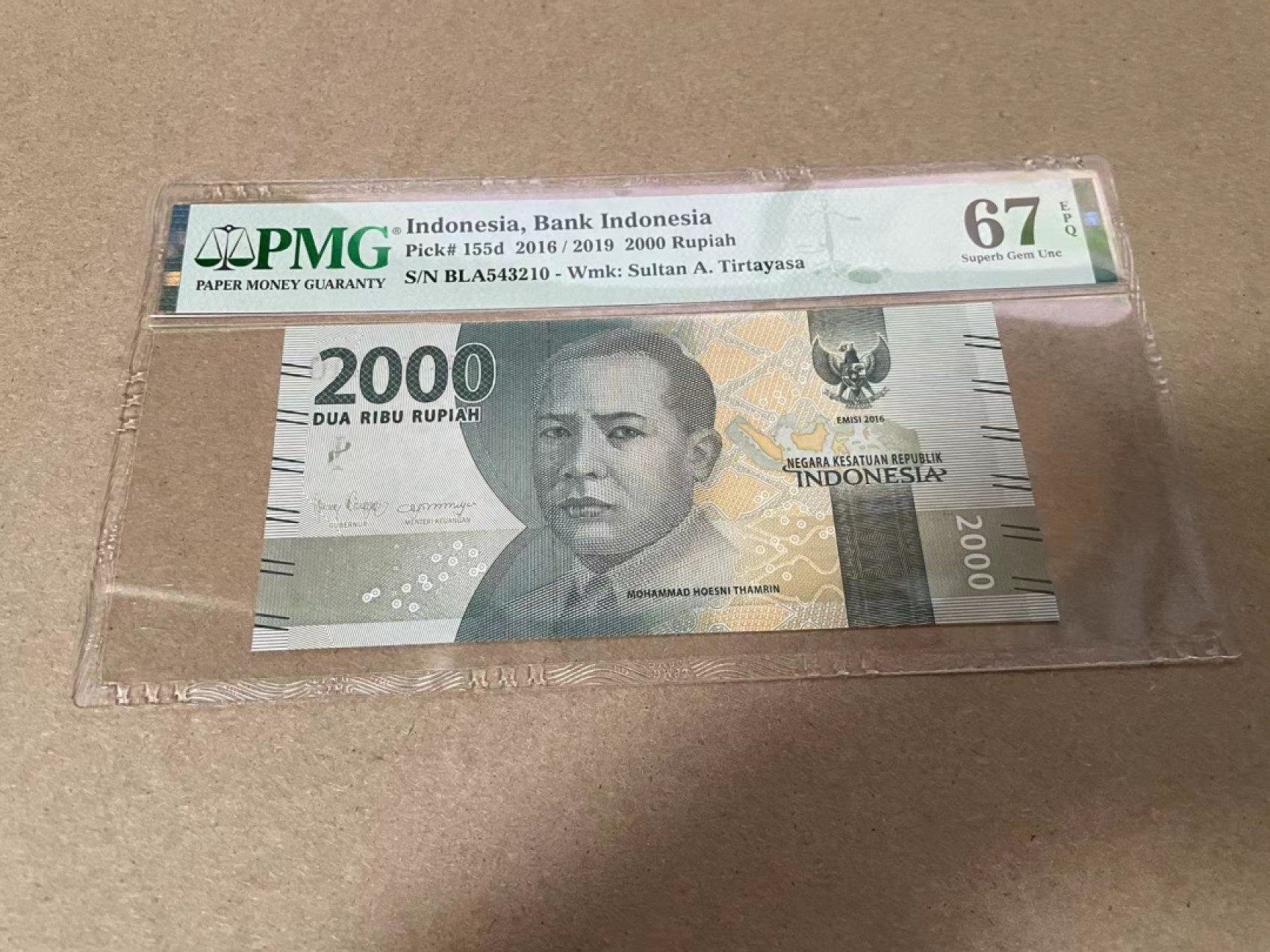 【Blue Auction】✨世界纸币精拍第317期——小精品场 【543210阶梯号】印尼2016年2000卢比 PMG67EPQ 