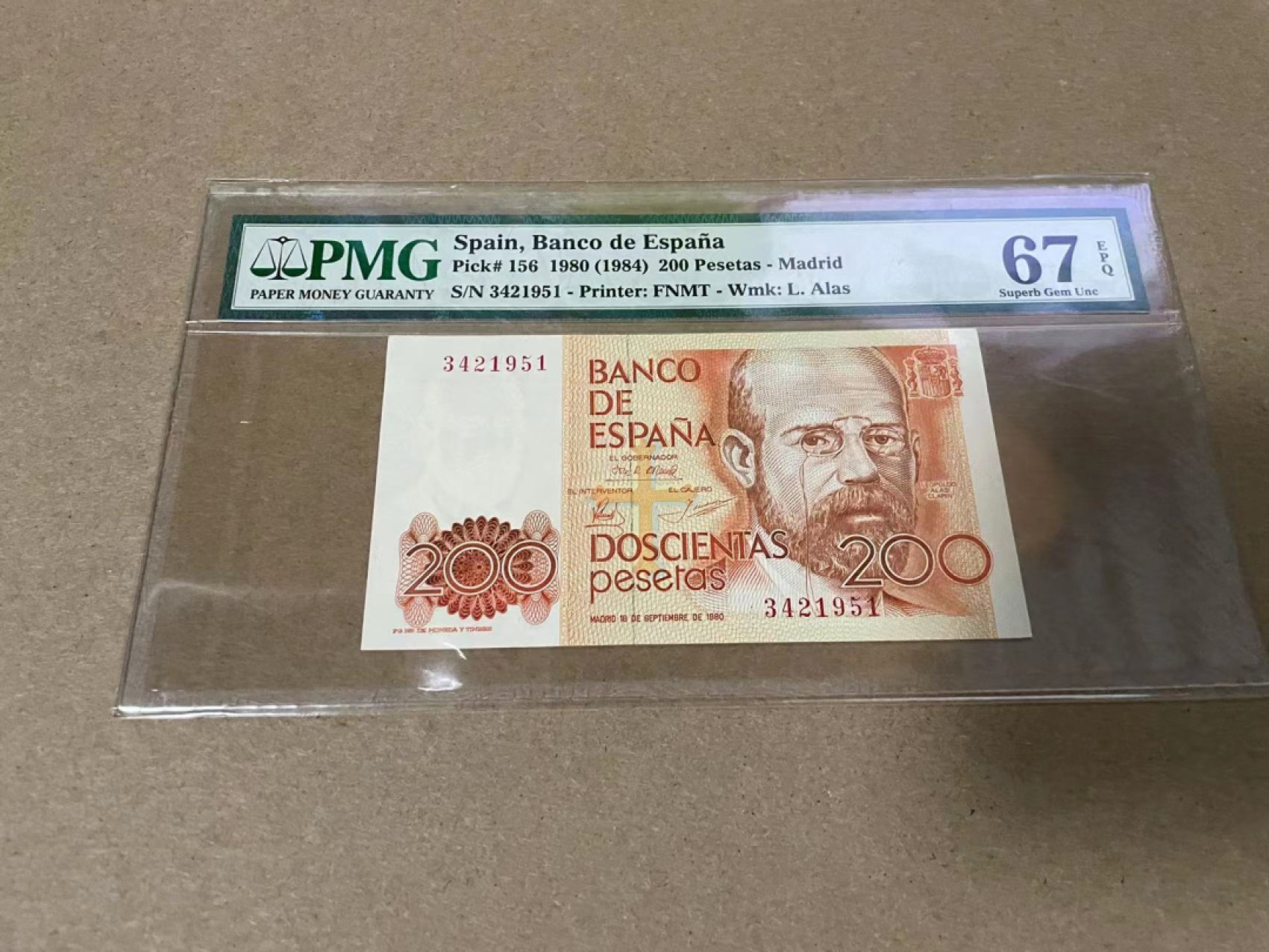 【Blue Auction】✨世界纸币精拍第317期——小精品场 西班牙 1980年200比塞塔 PMG67EPQ 