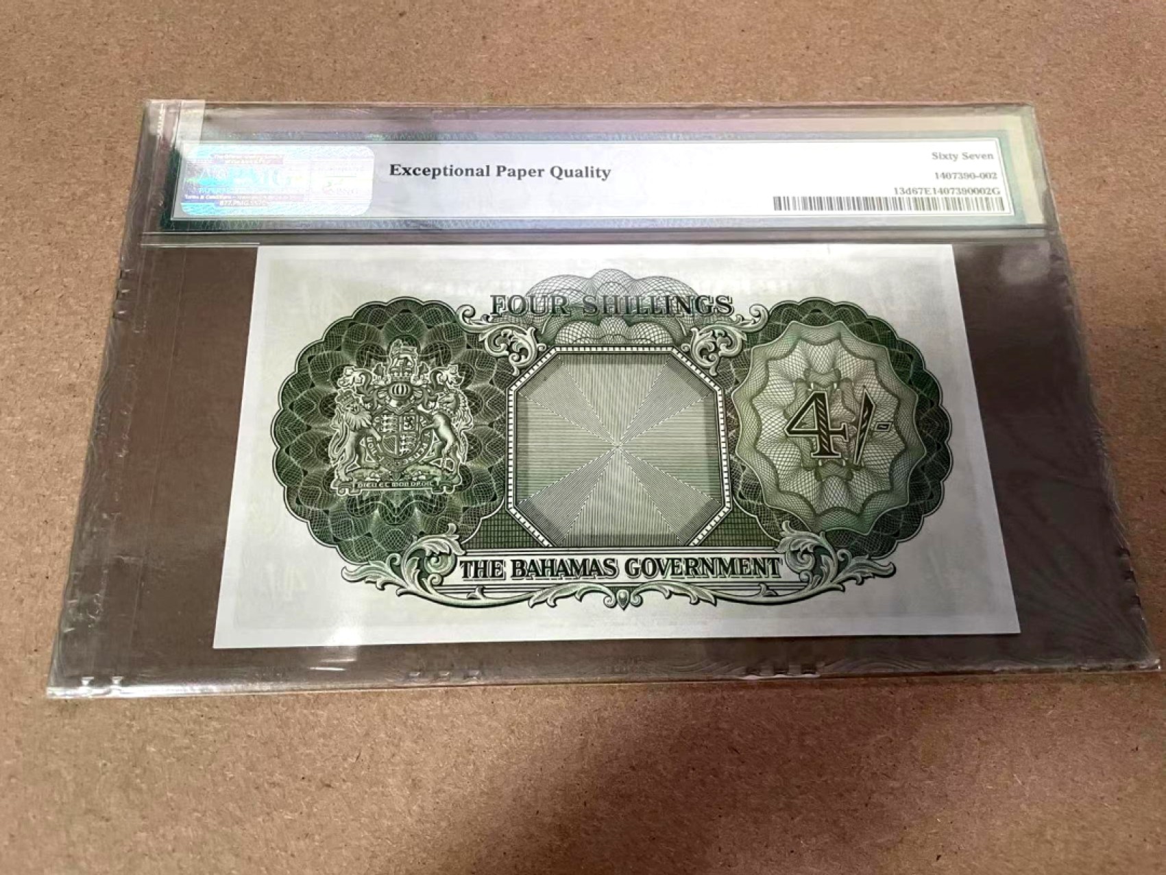 【Blue Auction】✨世界纸币精拍第317期——小精品场 【仅1张更高分】巴哈马 1953年4先令 PMG67EPQ 高分 大冠女王