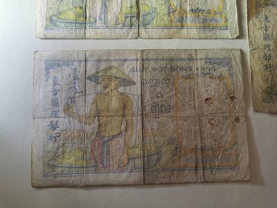 238.【鲸贝乐淘★两拍包邮】三字经·第“亲师友，习礼仪”号拍卖 【越南🇻🇳】东方汇理银行1元3张，流通品相如图