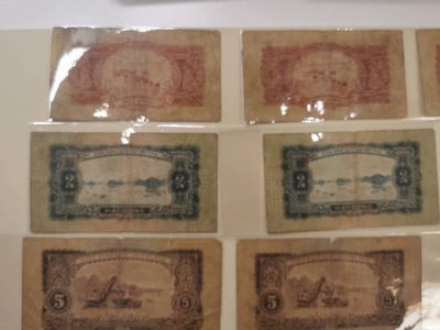 238.【鲸贝乐淘★两拍包邮】三字经·第“亲师友，习礼仪”号拍卖 【中国代印★越南🇻🇳】1958年1.2.5.10盾，3套一起，5盾海鸥水印，流通品相如图所示