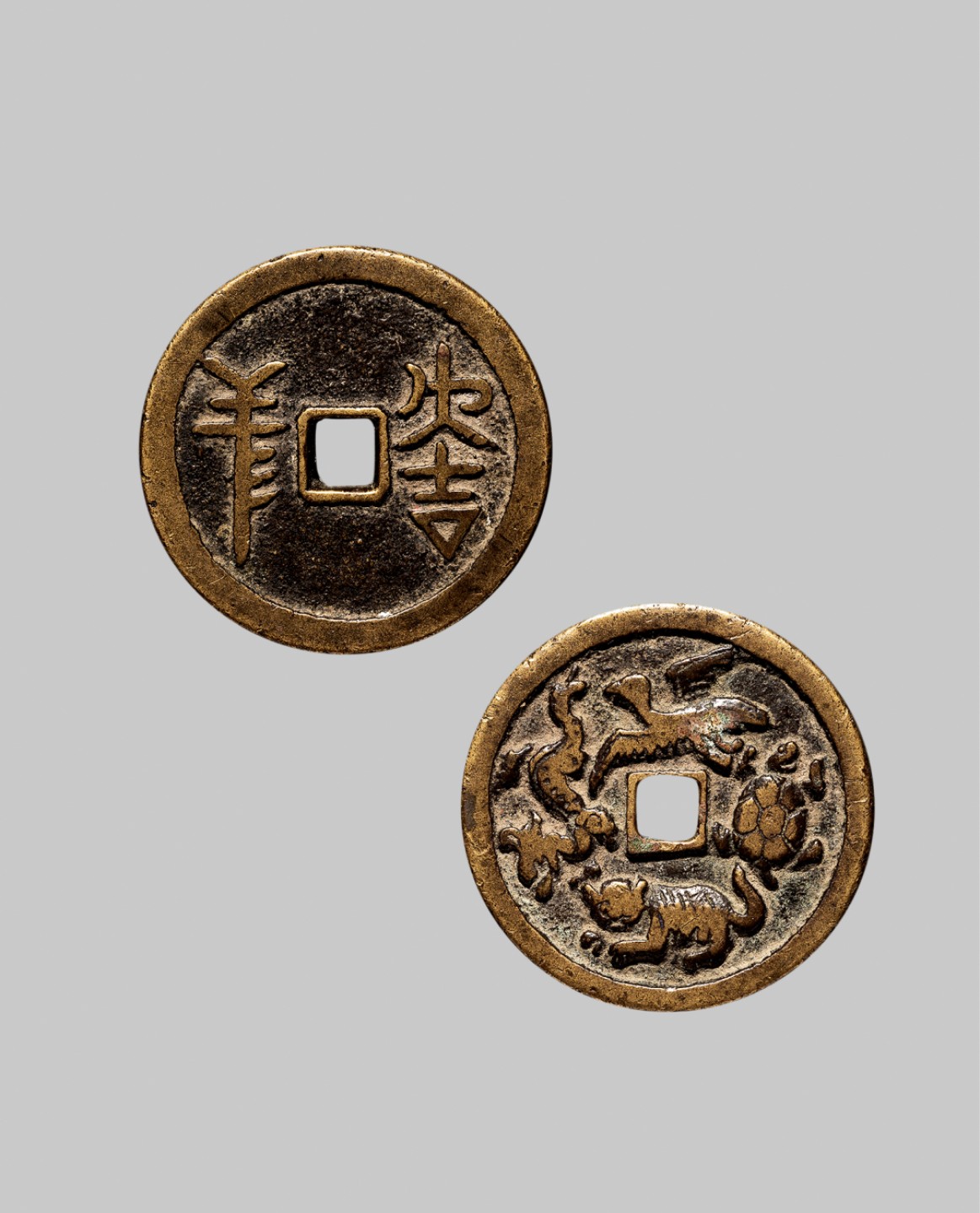 广州中孚2023年春拍-钱币专场 清代 大吉羊背四灵花钱 直径36.0mm*2.5mm 重16.0克
