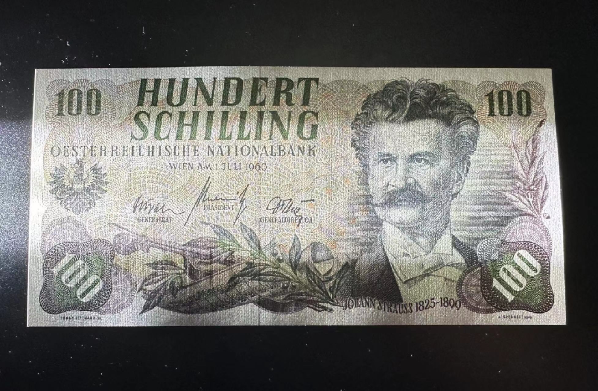 【Blue Auction】✨世界纸币精拍第317期——小精品场 奥地利 1960年100先令 斯特劳斯 全新UNC