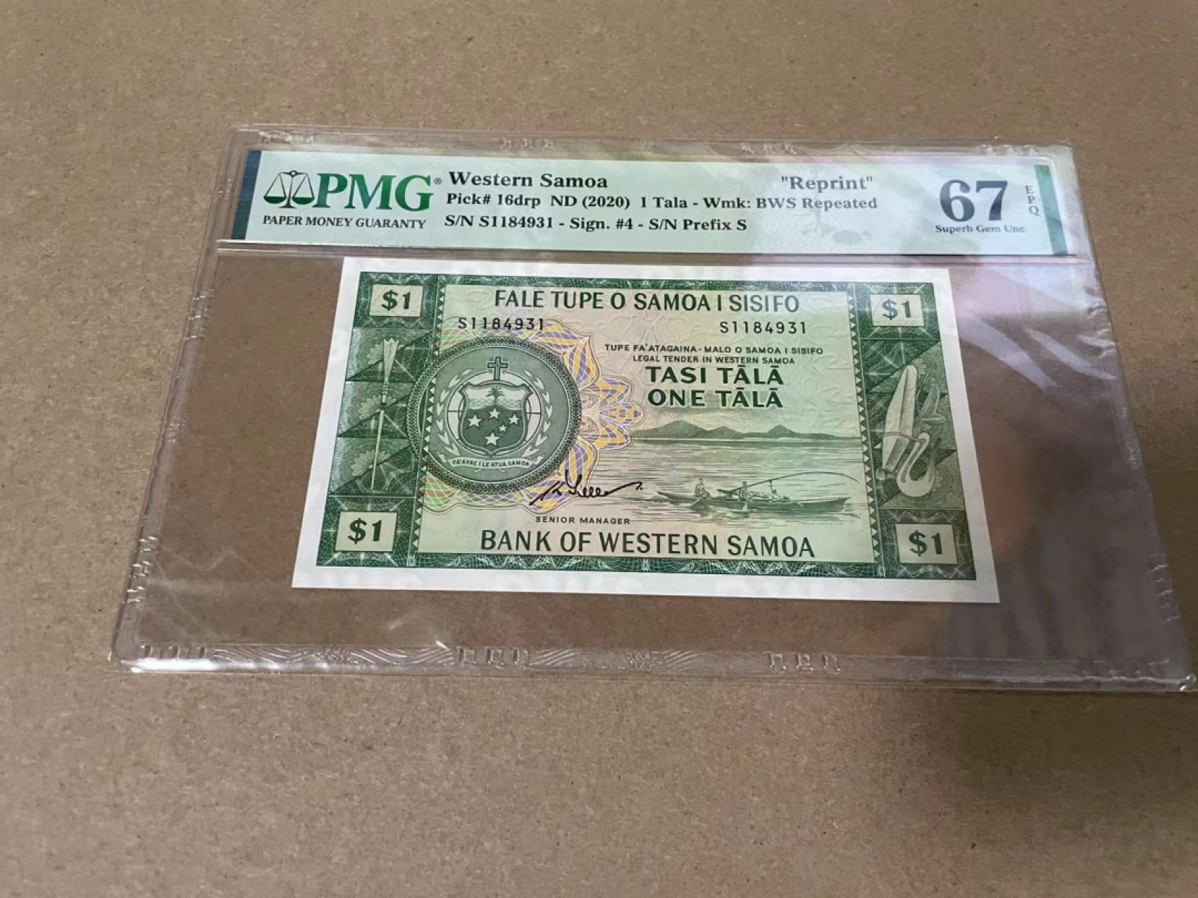【Blue Auction】✨世界纸币精拍第317期——小精品场 【复刻版】西萨摩亚 2020年1塔拉 PMG67EPQ 