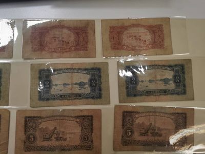 238.【鲸贝乐淘★两拍包邮】三字经·第“亲师友，习礼仪”号拍卖 【中国代印★越南🇻🇳】1958年1.2.5.10盾，3套一起，5盾海鸥水印，流通品相如图所示