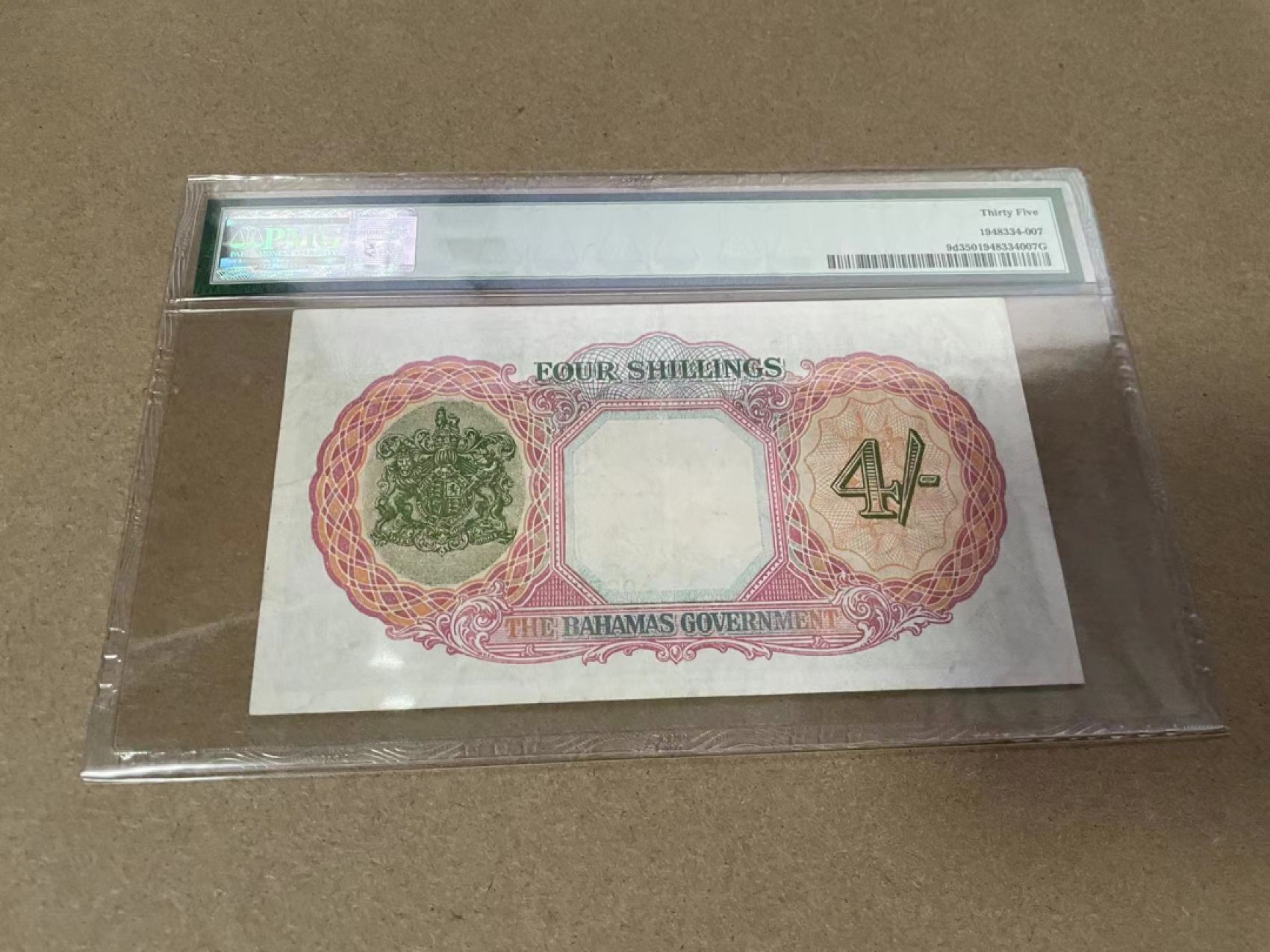 【Blue Auction】✨世界纸币精拍第317期——小精品场 【无47】巴哈马 1945-46年4先令 英王乔六 PMG35