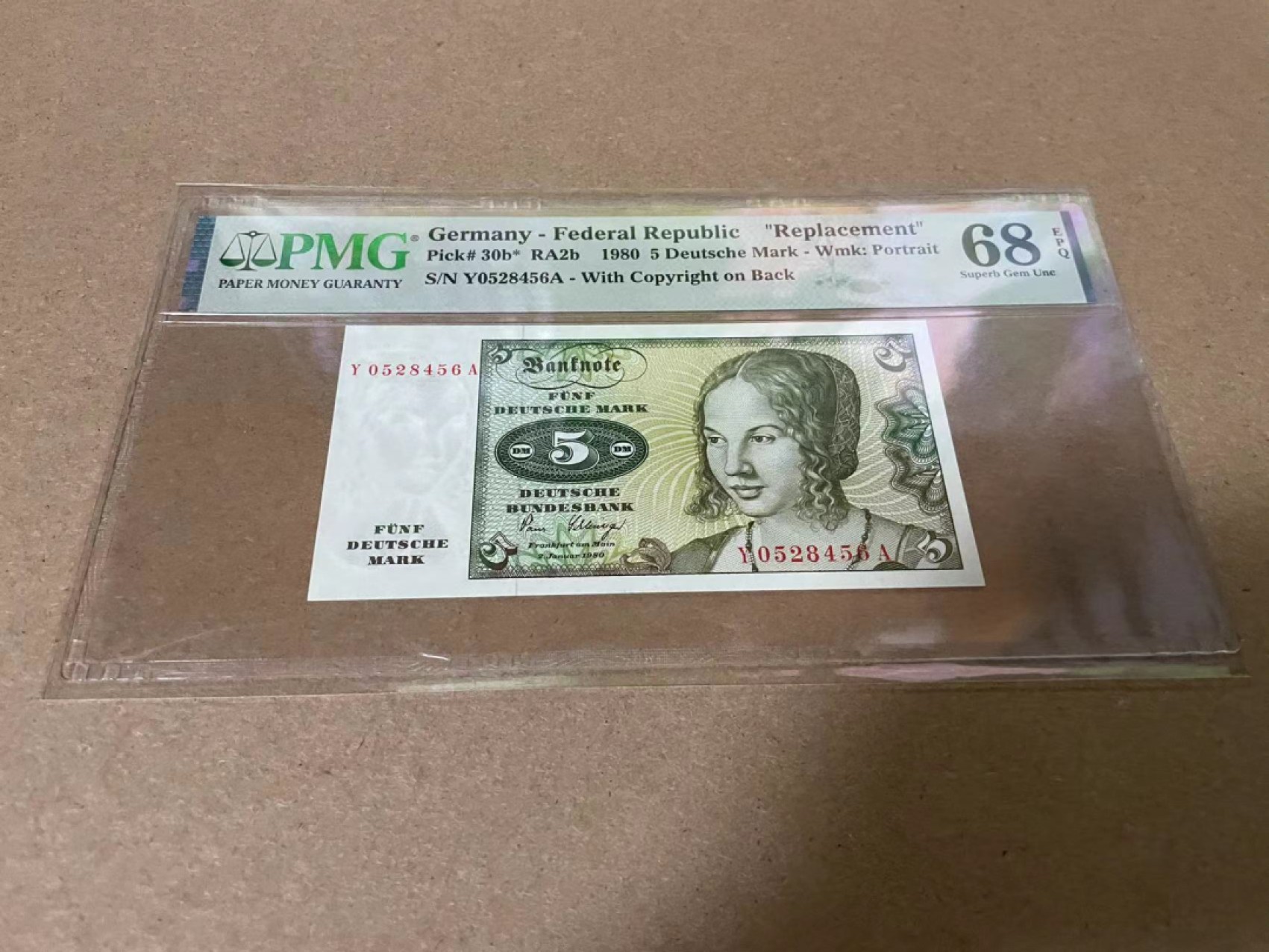 【Blue Auction】✨世界纸币精拍第317期——小精品场 【补号】德国  1980年5马克 PMG68EPQ 超高分