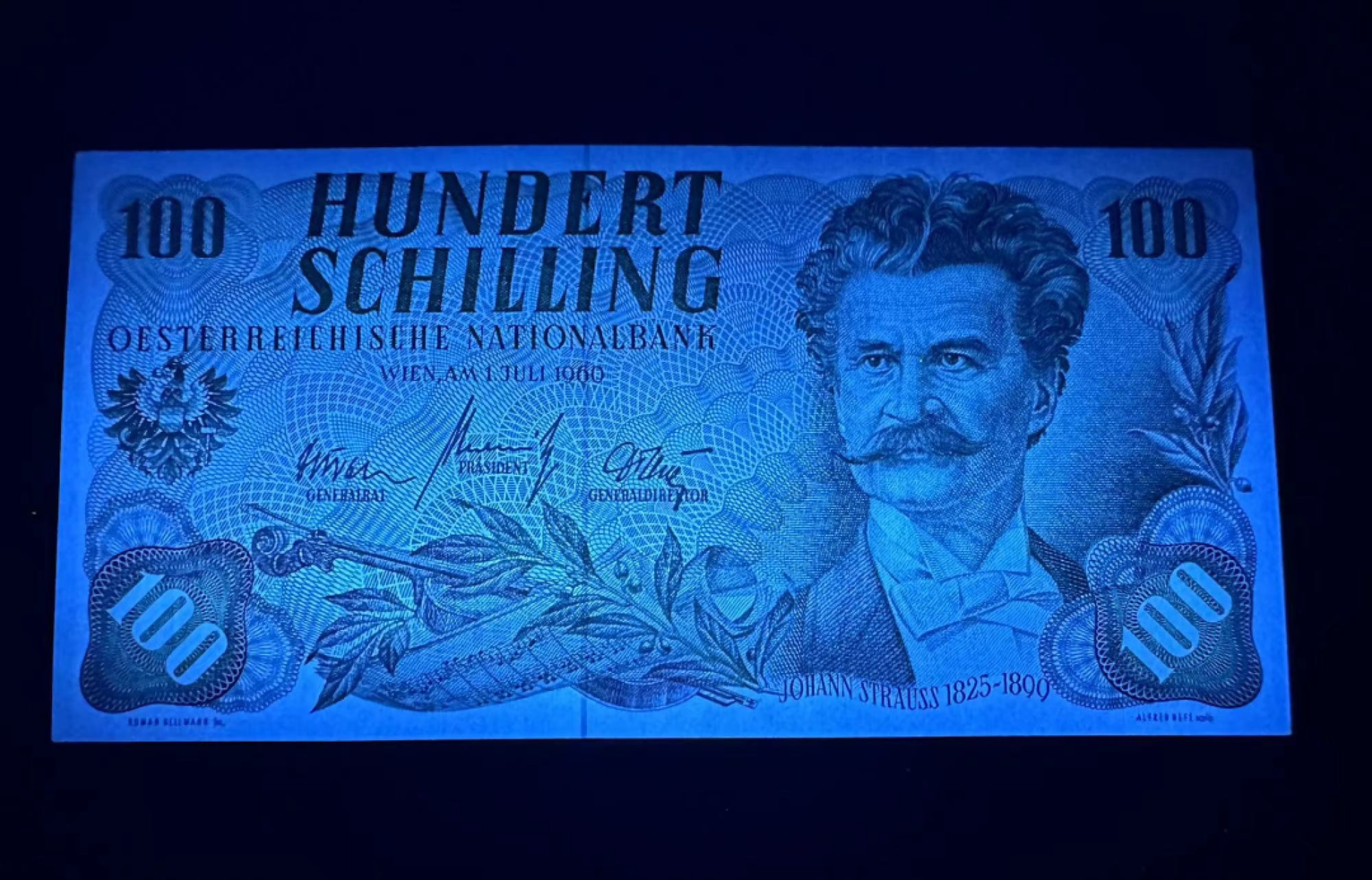 【Blue Auction】✨世界纸币精拍第317期——小精品场 奥地利 1960年100先令 斯特劳斯 全新UNC