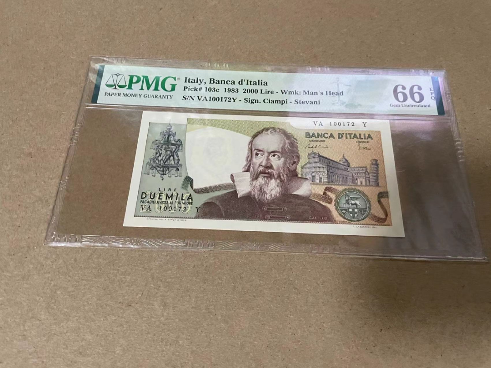 【Blue Auction】✨世界纸币精拍第317期——小精品场 意大利 1983年2000里拉 PMG66EPQ 