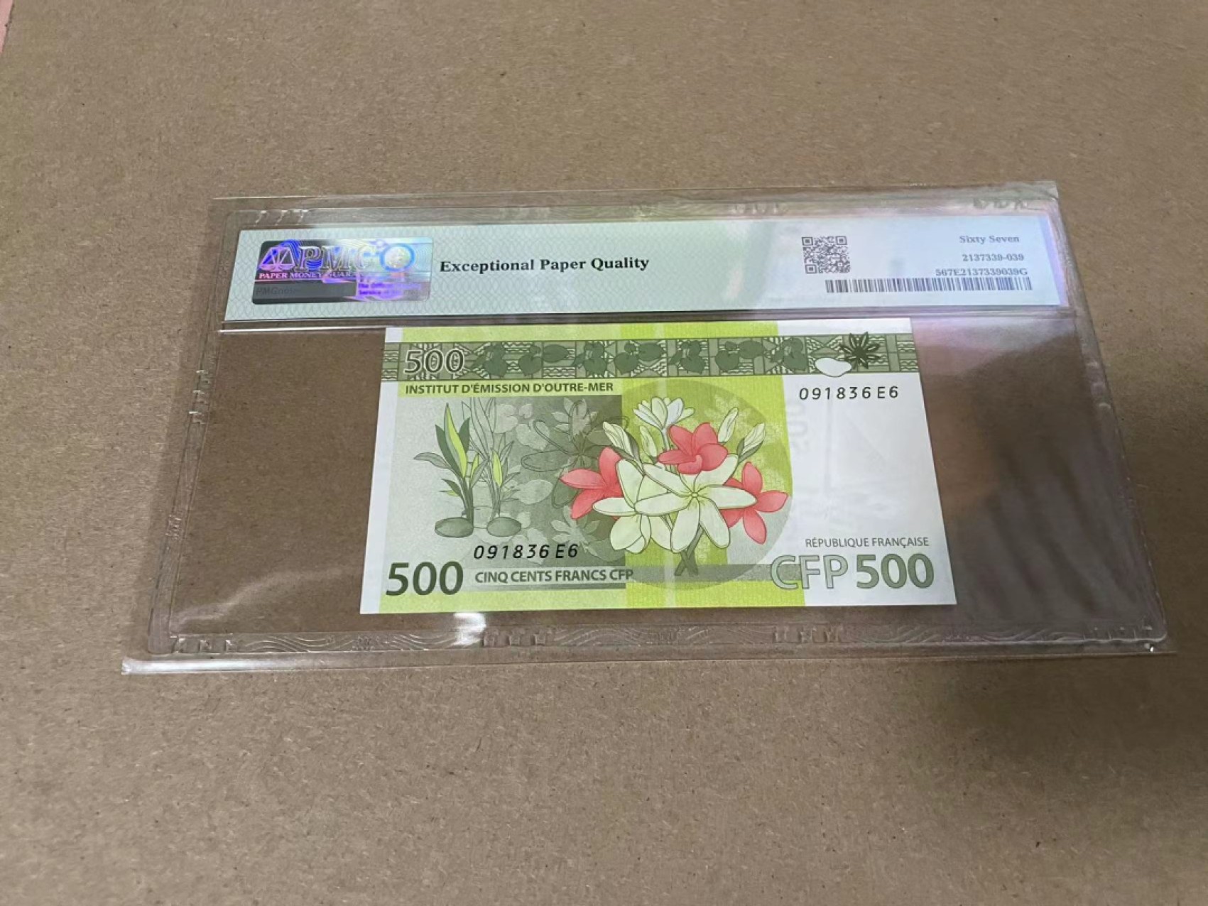 【Blue Auction】✨世界纸币精拍第317期——小精品场 【无47】法属太平洋 2014年500法郎 PMG67EPQ