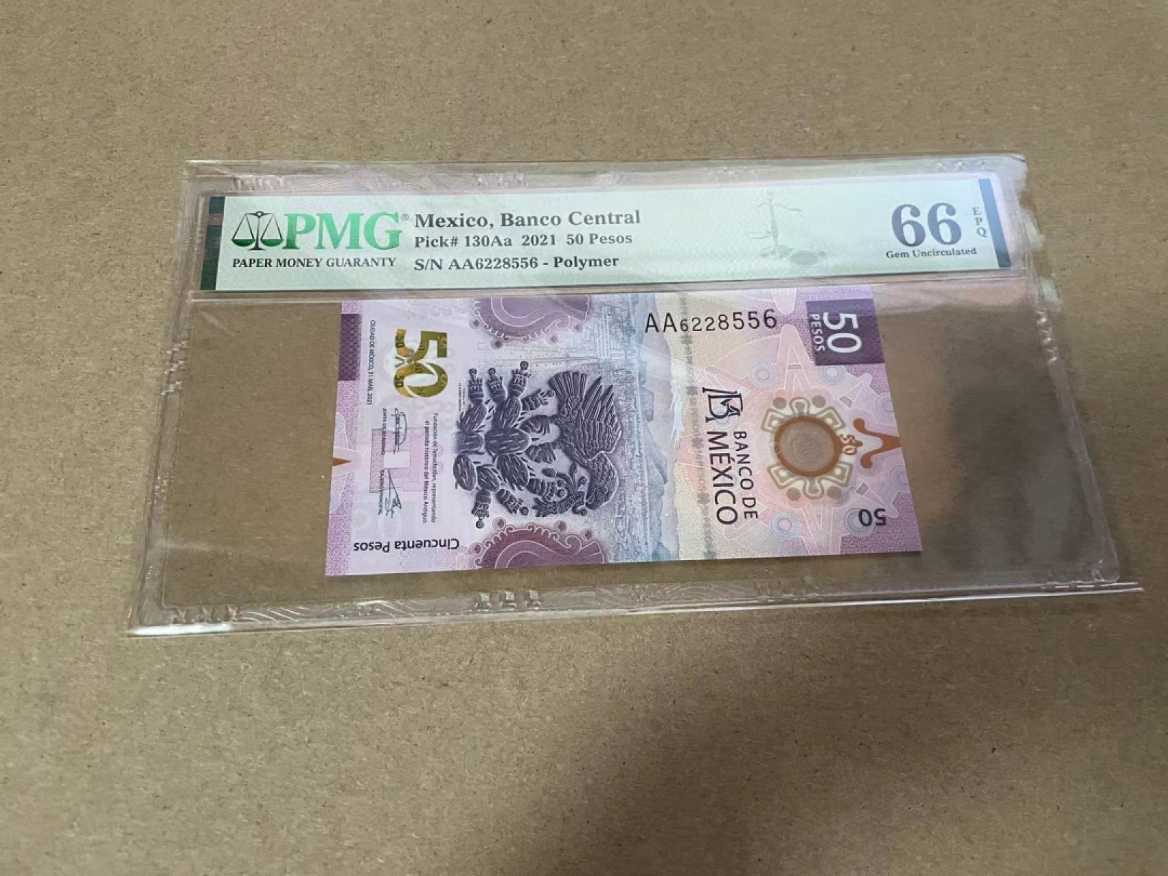 【Blue Auction】✨世界纸币精拍第317期——小精品场  【AA获奖钞 无47】墨西哥 2021年50比索 PMG66EPQ  