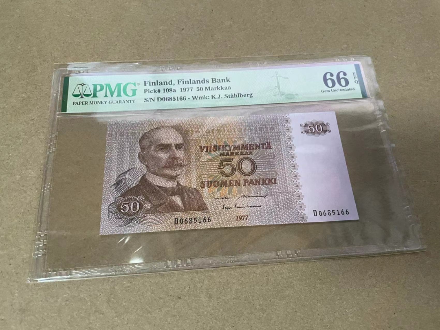 【Blue Auction】✨世界纸币精拍第317期——小精品场 【无47】芬兰 1977年50马克 PMG66EPQ 