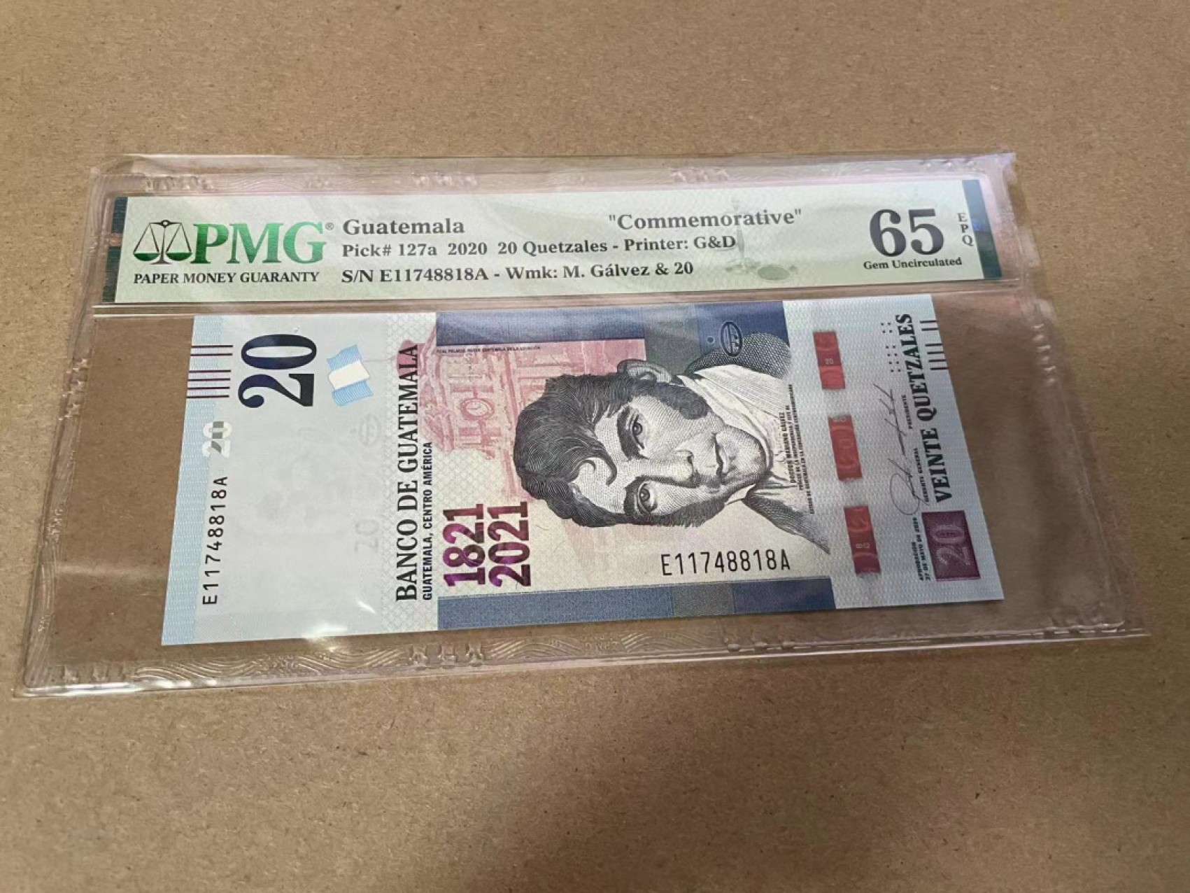 【Blue Auction】✨世界纸币精拍第317期——小精品场 危地马拉 2020年20Q PMG65EPQ 