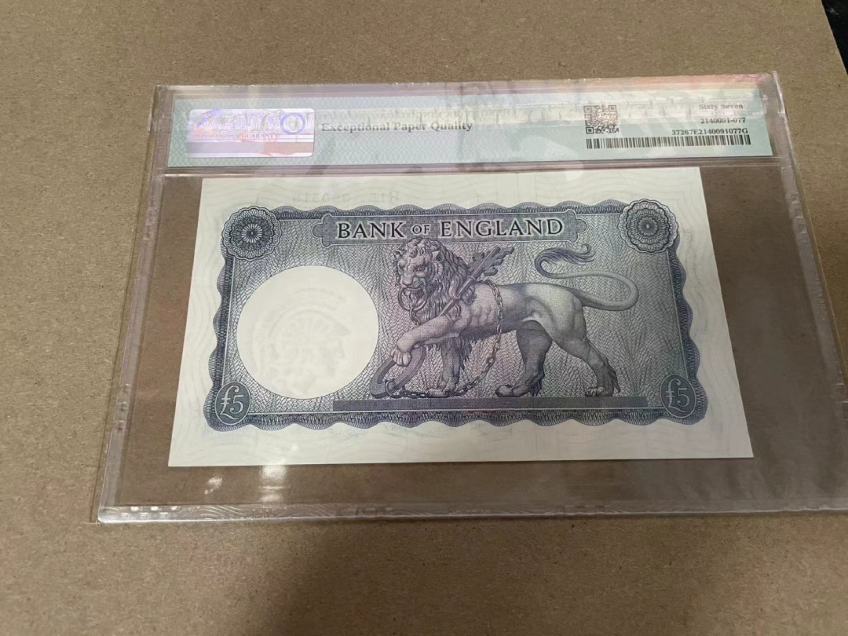 【Blue Auction】✨世界纸币精拍第317期——小精品场 【无47】英国B序列 5镑 PMG67EPQ 高分