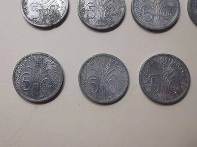 238.【鲸贝乐淘★两拍包邮】三字经·第“亲师友，习礼仪”号拍卖 【越南🇻🇳】法属流通铝币10枚，5分丰收女神头像，难得好品相如图，带原光