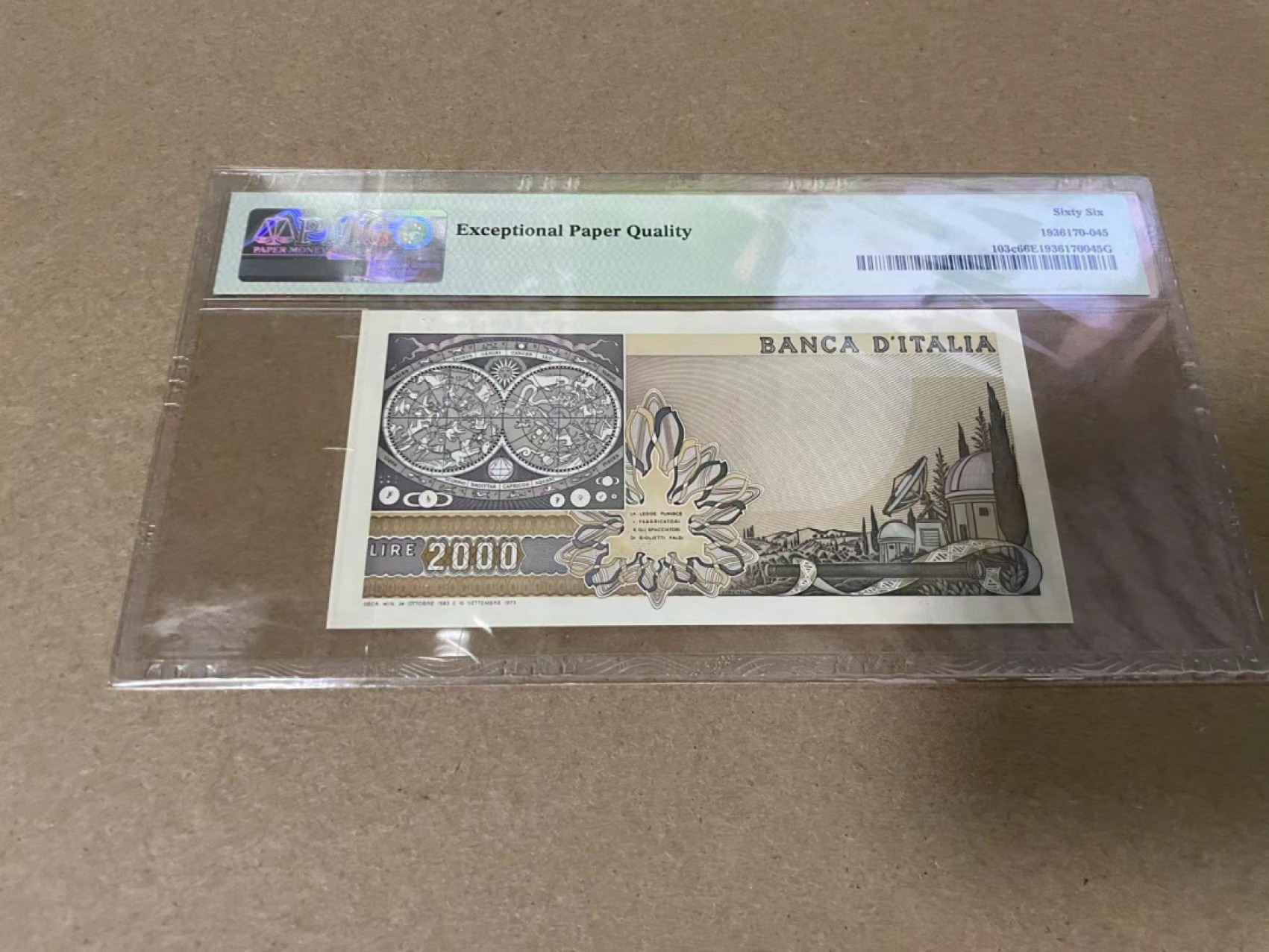 【Blue Auction】✨世界纸币精拍第317期——小精品场 意大利 1983年2000里拉 PMG66EPQ 