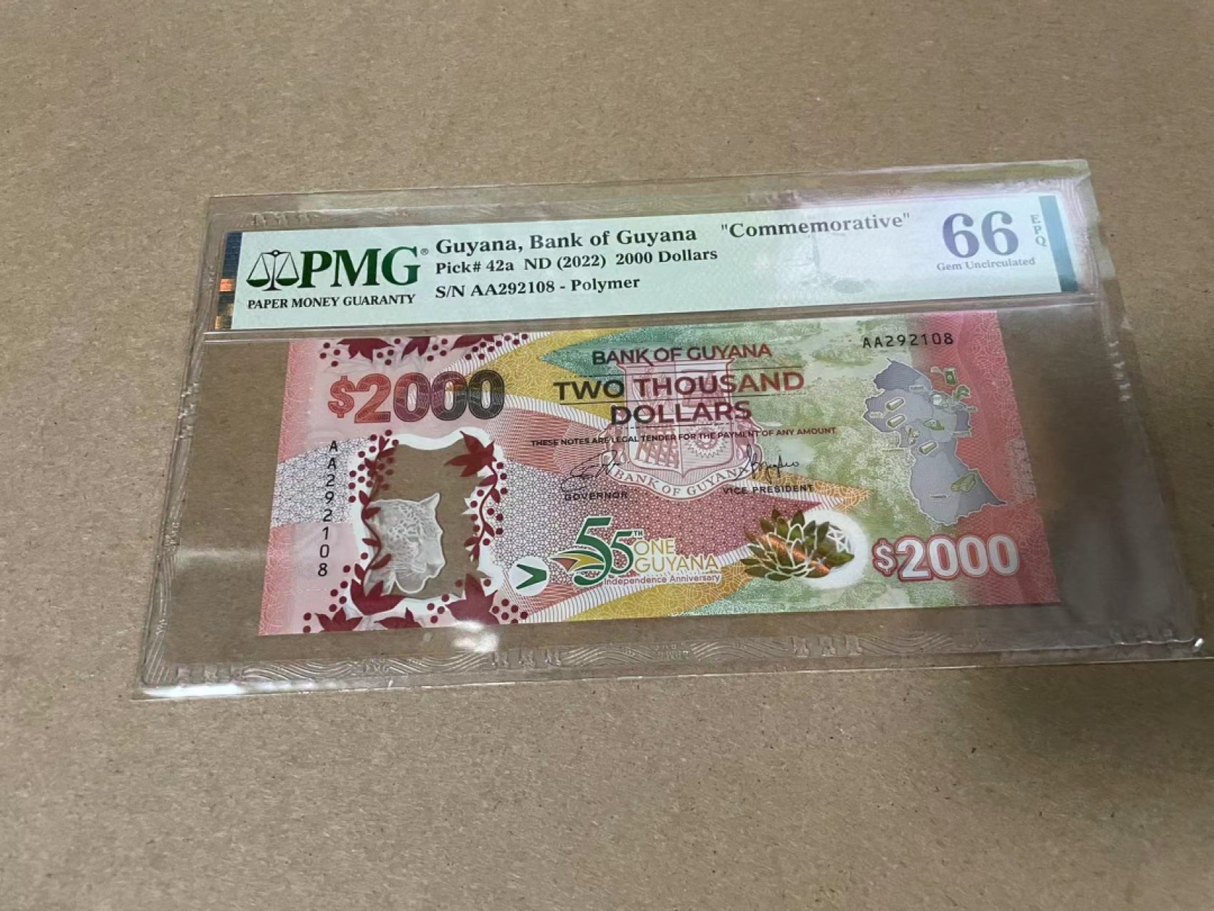 【Blue Auction】✨世界纸币精拍第317期——小精品场 【AA无47】圭亚那 2022年2000元 PMG66EPQ 