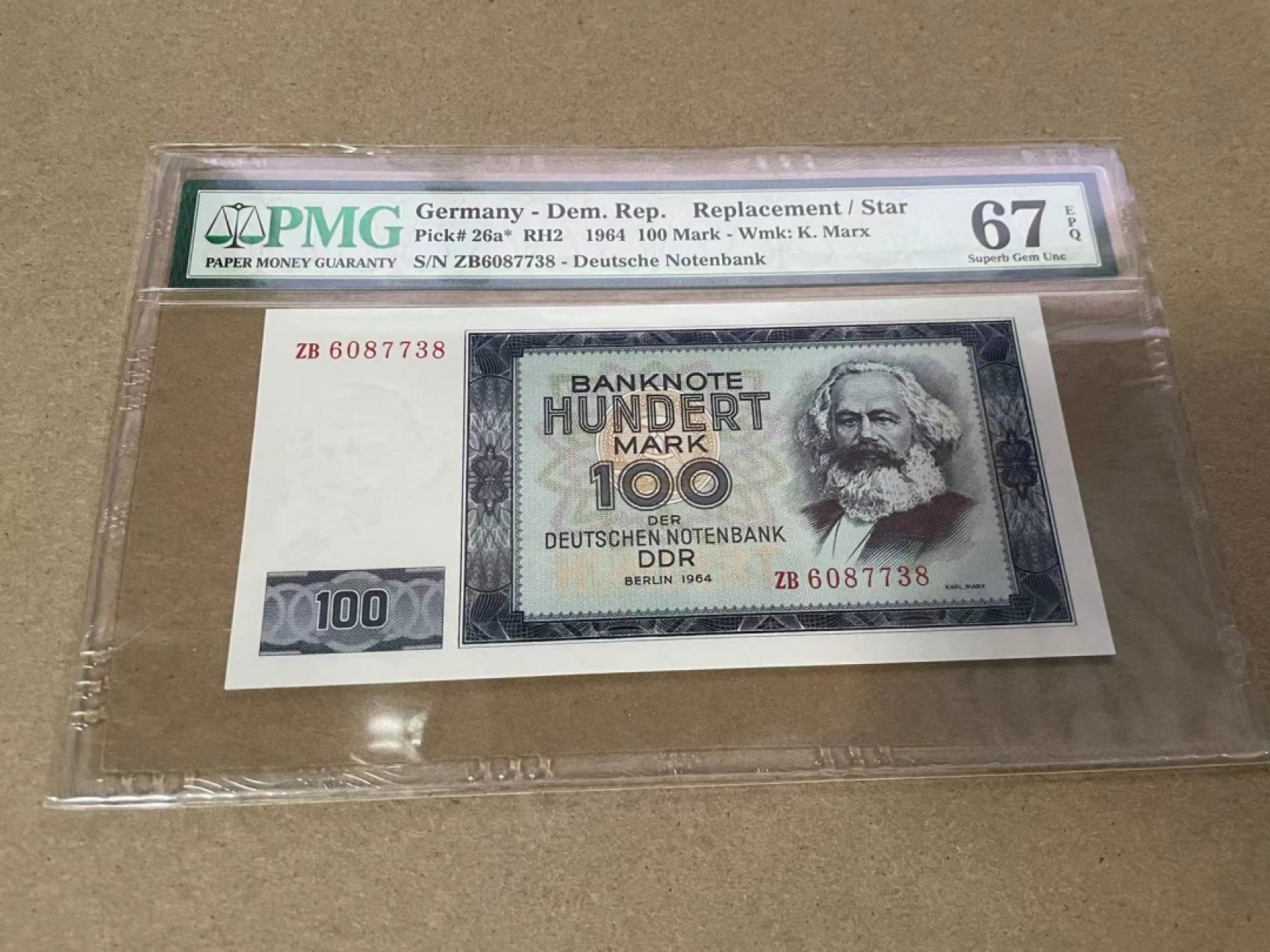 【Blue Auction】✨世界纸币精拍第317期——小精品场 【补号】德国 1964年100马克 PMG67EPQ 马克思