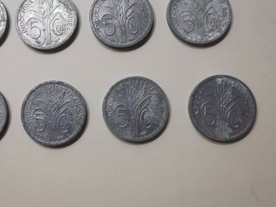 238.【鲸贝乐淘★两拍包邮】三字经·第“亲师友，习礼仪”号拍卖 【越南🇻🇳】法属流通铝币10枚，5分丰收女神头像，难得好品相如图，带原光