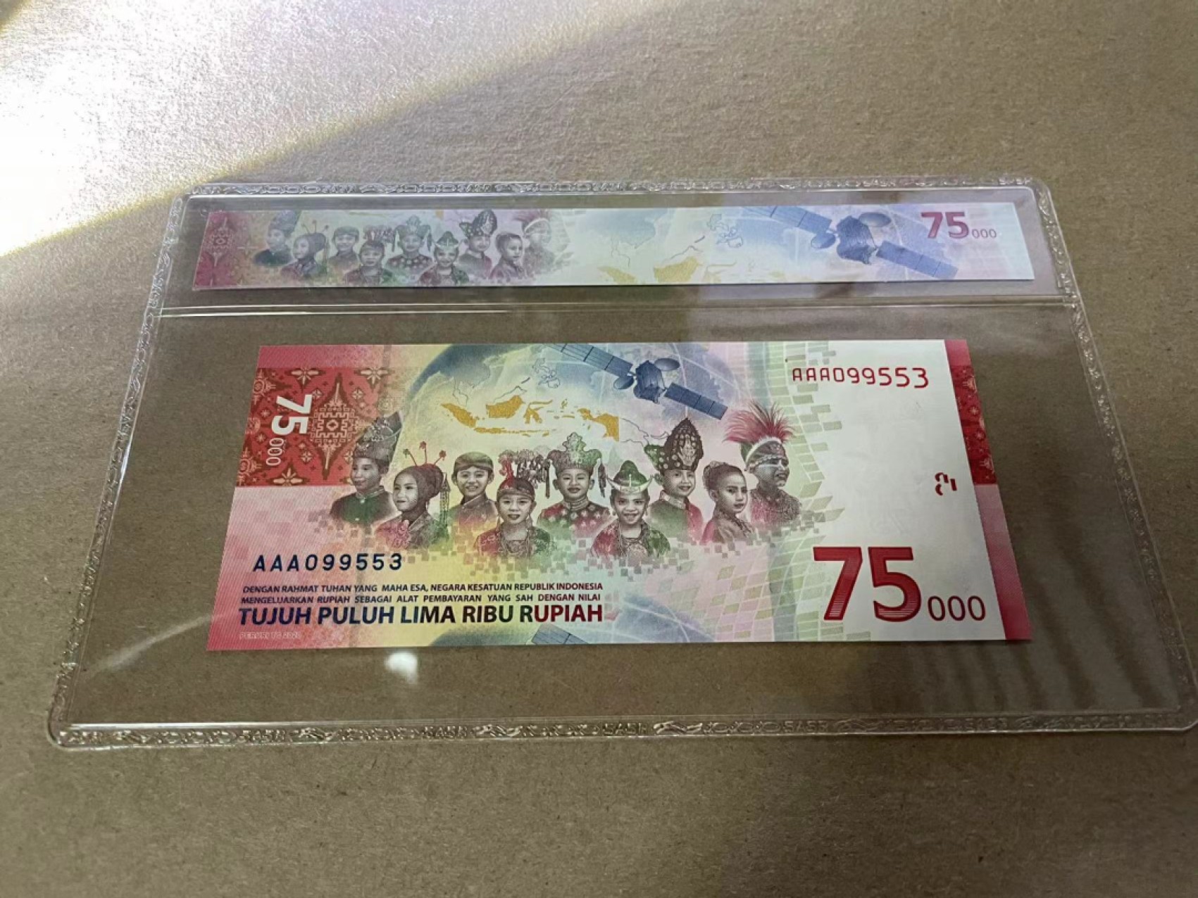 【Blue Auction】✨世界纸币精拍第317期——小精品场 【AAA无47】印尼 2020年75000卢比 纪念钞 全新UNC
