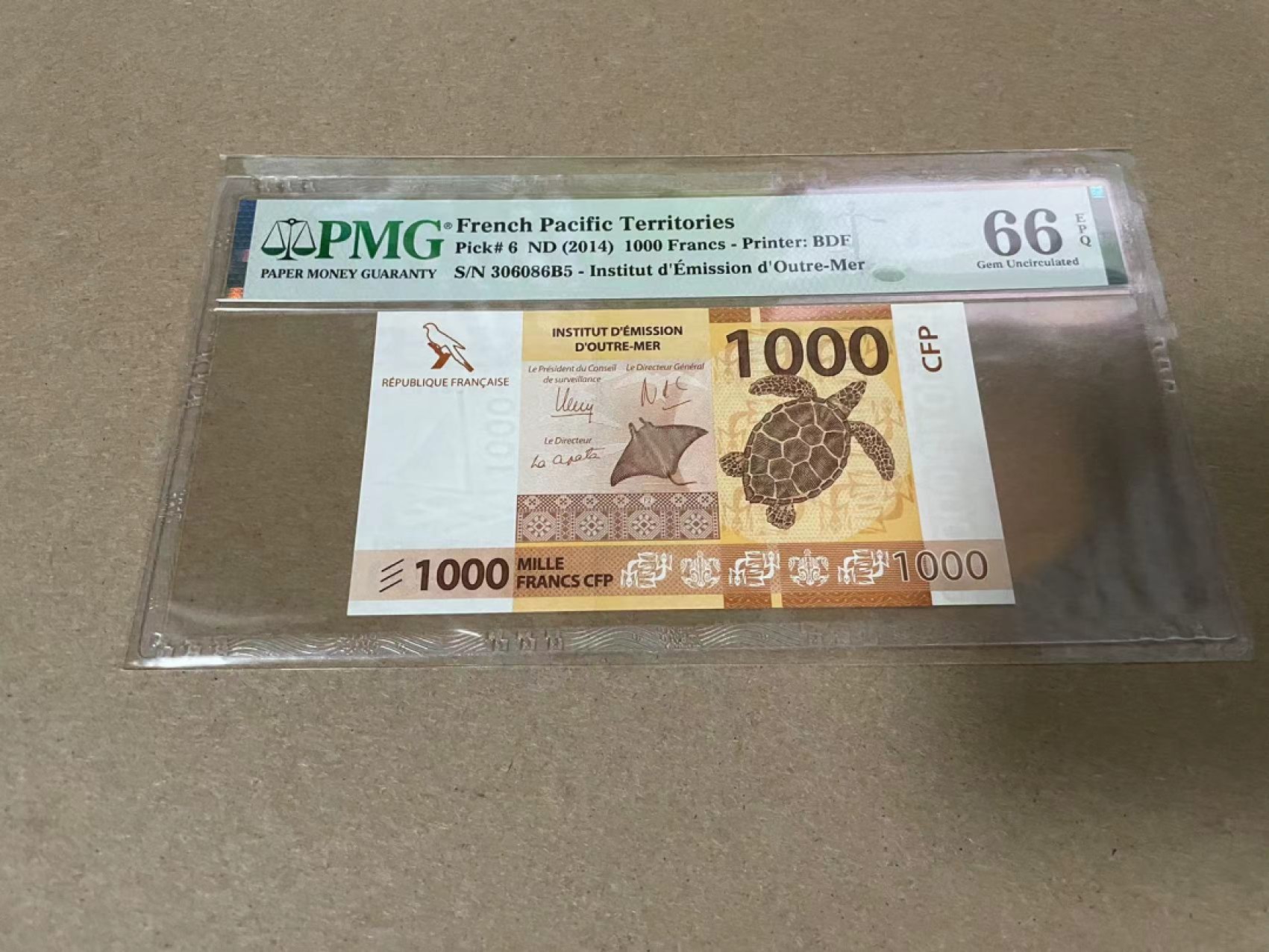 【Blue Auction】✨世界纸币精拍第317期——小精品场 【无47】法属太平洋 2014年1000法郎 PMG66EPQ