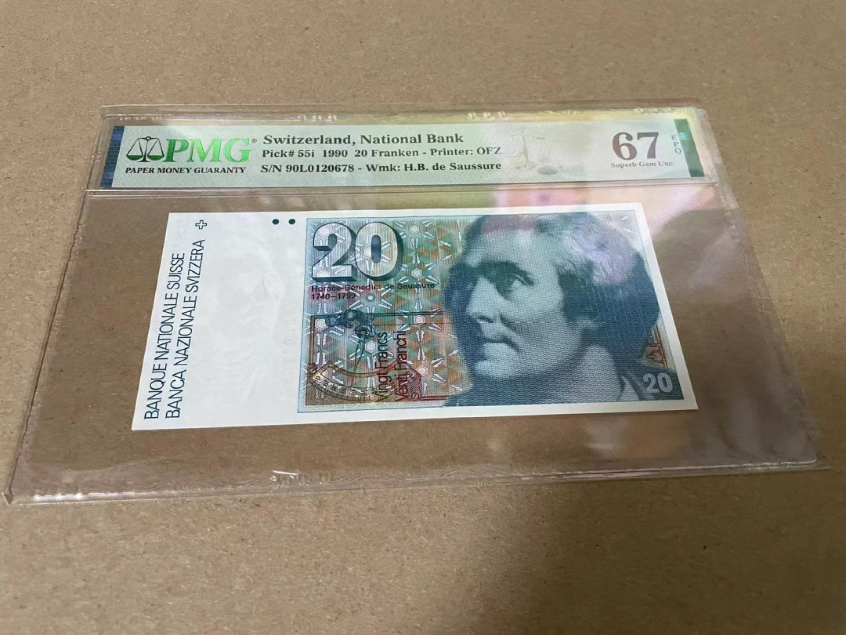 【Blue Auction】✨世界纸币精拍第317期——小精品场 瑞士 1990年20法郎 PMG67EPQ 