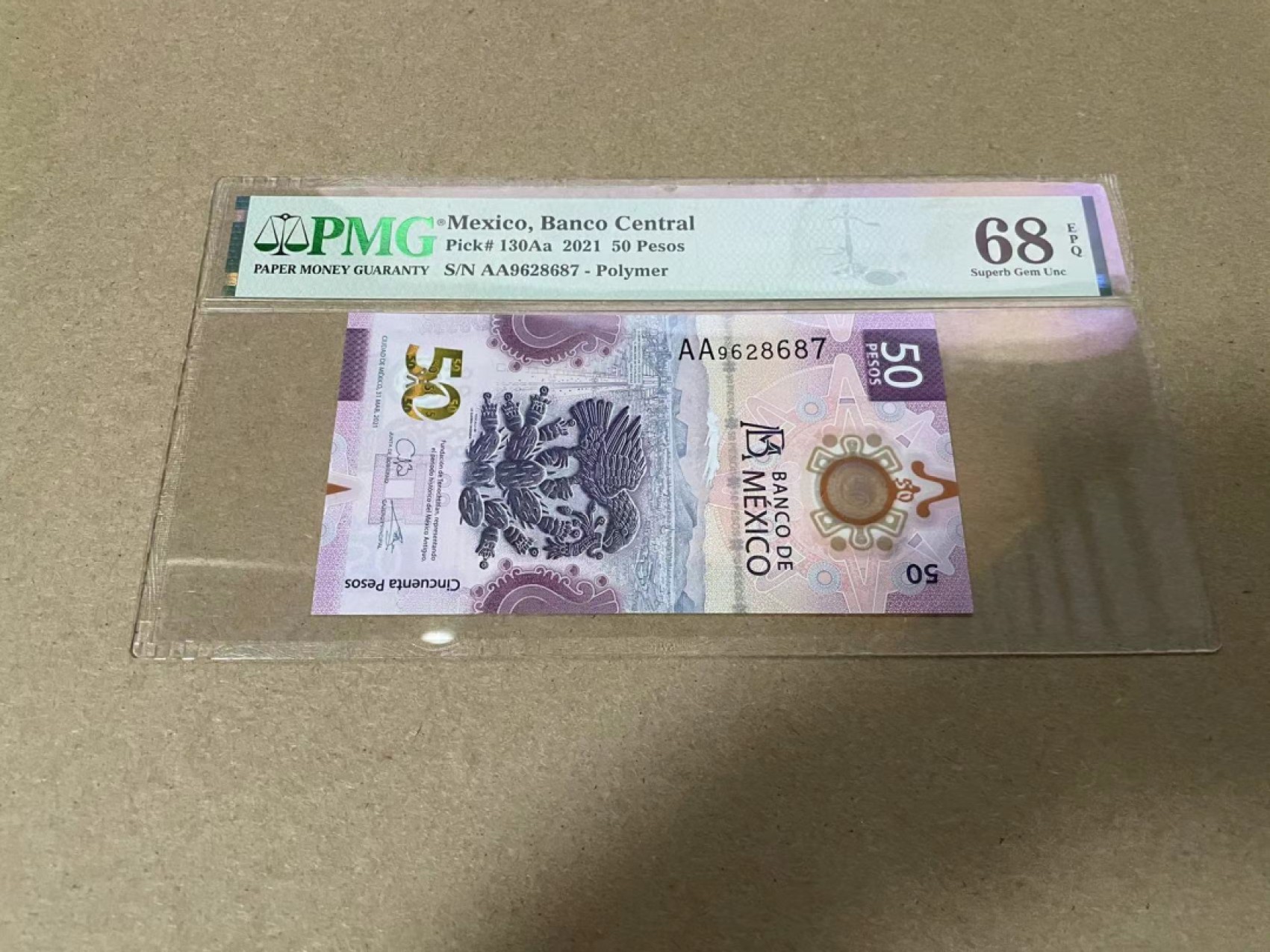 【Blue Auction】✨世界纸币精拍第317期——小精品场  【AA获奖钞】墨西哥 2021年50比索 PMG68EPQ  超高分